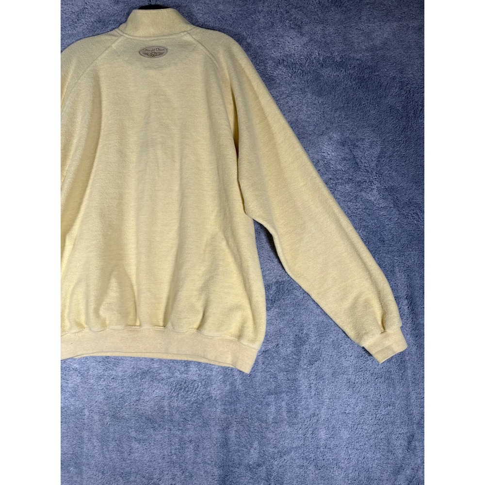 Straight Down Mens Yellow Fleece Quarter Button Pullover Mock Neck Made in USA L - Picture 10 of 12